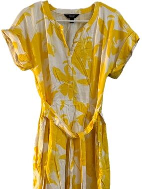 Simply Vera Vera Wang Yellow and White Floral Tie-Waist Dress
